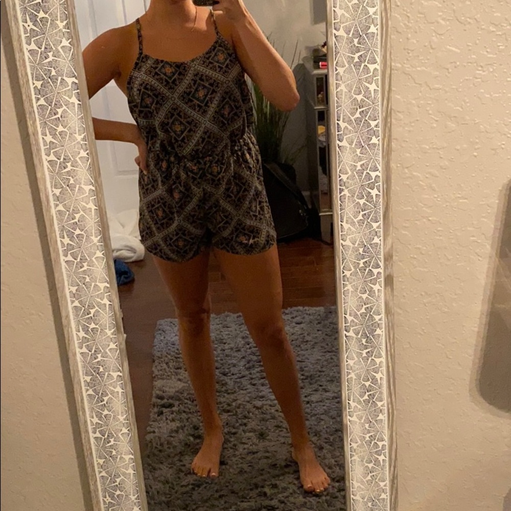 PATTERNED ORANGE AND DIFFERENT BLUES ROMPER